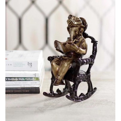 Brass Lord Ganesha on Rocking Chair