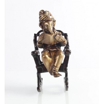 Brass Lord Ganesha on Rocking Chair